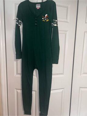 PINK Victoria's Secret Dark Green Long Sleeve Footie U Of M